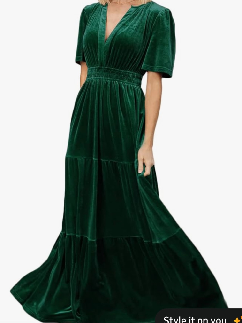 Women's Elegant Velvet Maxi Dress Plunging V Neck Long Wrap Dress Aline Flowy